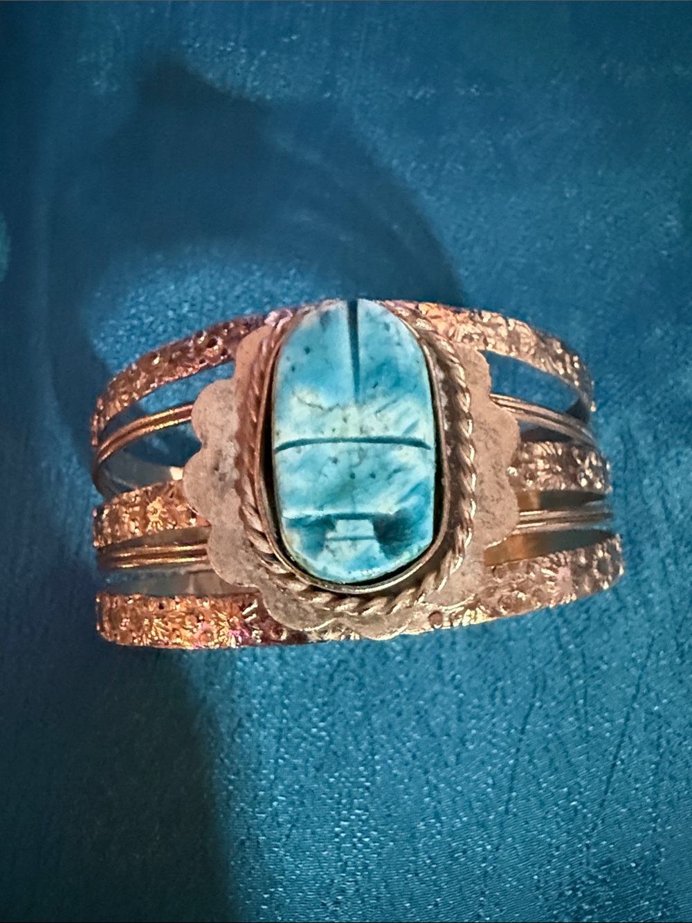 Turquoise Stone Silver Cuff Bracelet - Women Jewelry